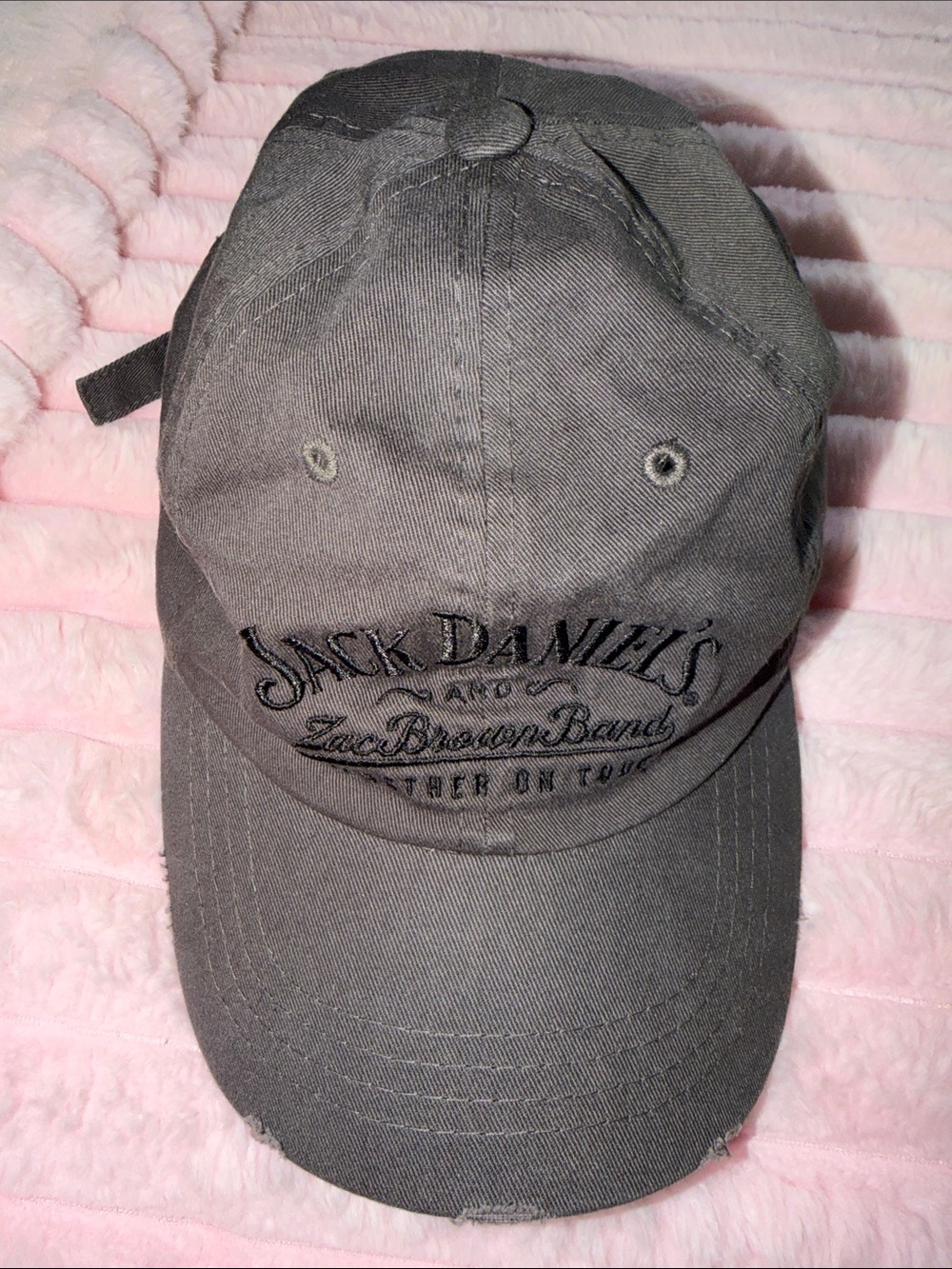 Jack Daniels Distressed Gray Twill Baseball Cap with Embroidered Logo